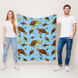 Zee Turtle Pattern Fleece Deken