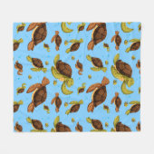 Zee Turtle Pattern Fleece Deken (Voorkant (Horizontaal))
