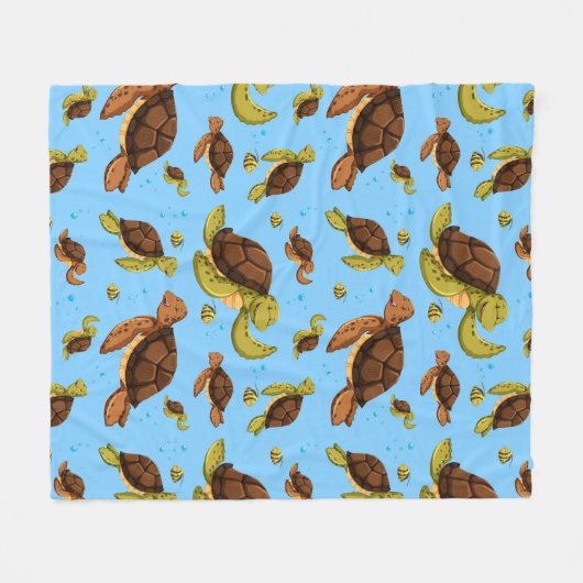 Zee Turtle Pattern Fleece Deken (Voorkant (Horizontaal))