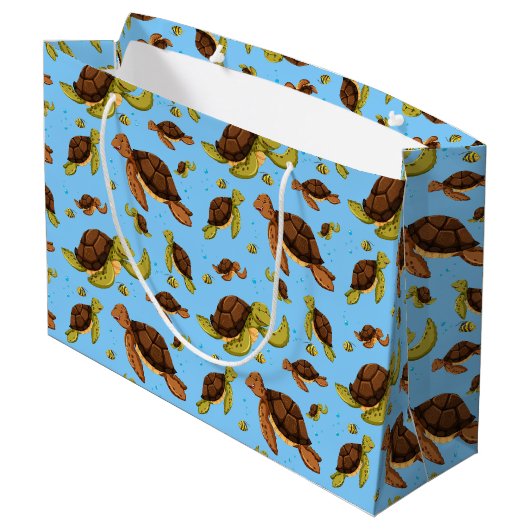 Zee Turtle Pattern Groot Cadeauzakje (Achterkant Gekanteld)