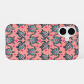 Zee Turtle Pattern iPhone 16 Hoesje (Achterkant horizontaal)