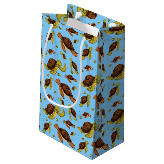 Zee Turtle Pattern Klein Cadeauzakje (Achterkant Gekanteld)