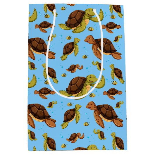 Zee Turtle Pattern Medium Cadeauzakje (Voorkant)