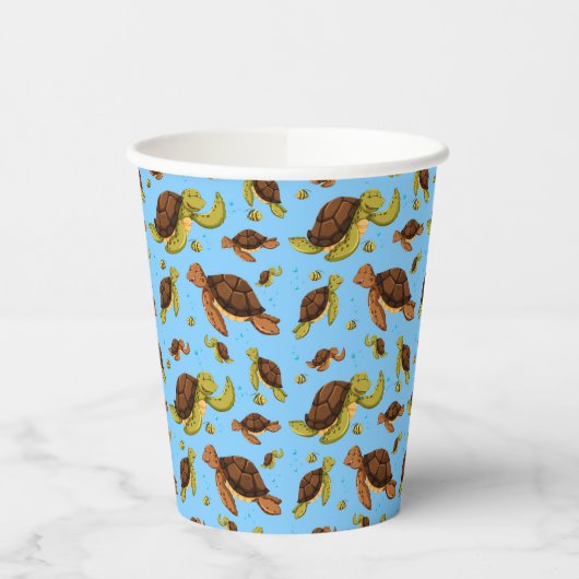 Zee Turtle Pattern Papieren Bekers (Links)