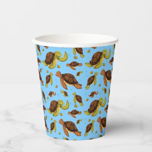 Zee Turtle Pattern Papieren Bekers (Voorkant)