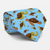 Zee Turtle Pattern Stropdas (Opgerold)