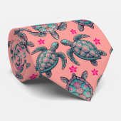 Zee Turtle Pattern Stropdas (Opgerold)