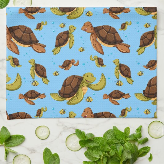 Zee Turtle Pattern Theedoek (Gevouwen)