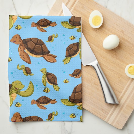 Zee Turtle Pattern Theedoek (Quarter Fold)