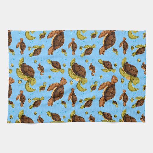 Zee Turtle Pattern Theedoek (Horizontaal)