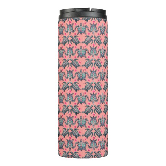 Zee Turtle Pattern Thermosbeker (Achterkant)