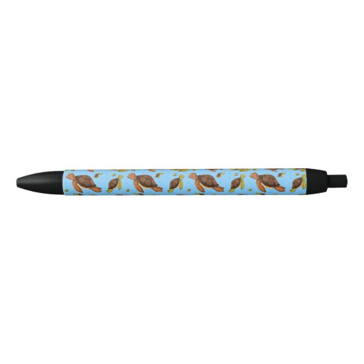 Zee Turtle Pattern Zwarte Inkt Pen (Voorkant)