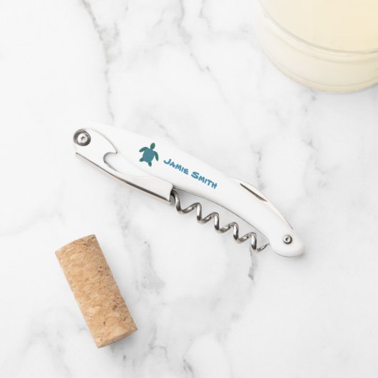 Zee Turtle - Personaliseer Kurkentrekker (Voorkant)