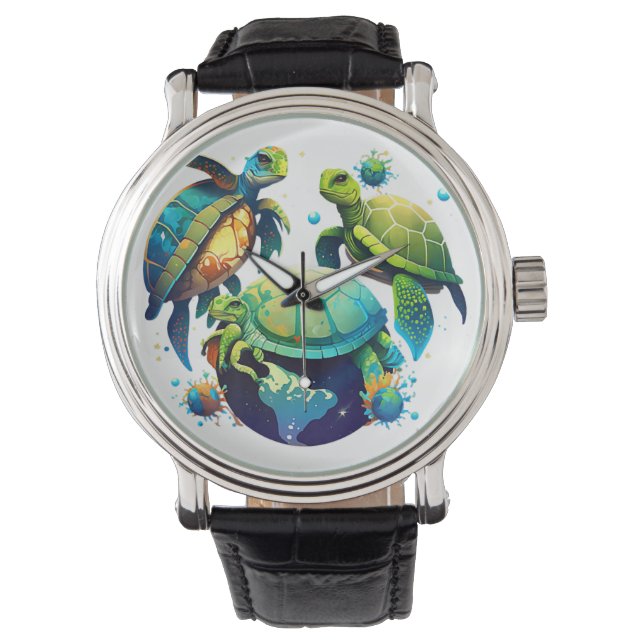 Zee Turtle Planet World Environment Earth Day Horloge (Voorkant)