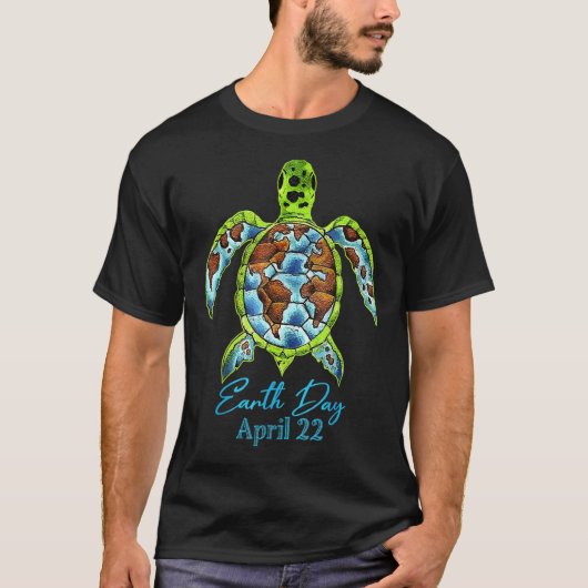 Zee Turtle Planets Liefde Wereld Milieu Aardes T-shirt (Voorkant)