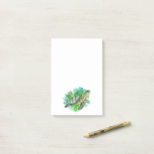 Zee Turtle Post-it® Notes (Op bureau)