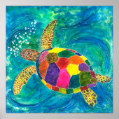 Zee Turtle Poster 24 x 24 inch (aangepast) (Voorkant)