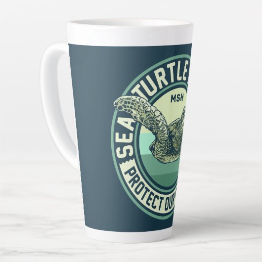 Zee Turtle Protection - aangepast monogram Latte Mok (Linkerhoek)