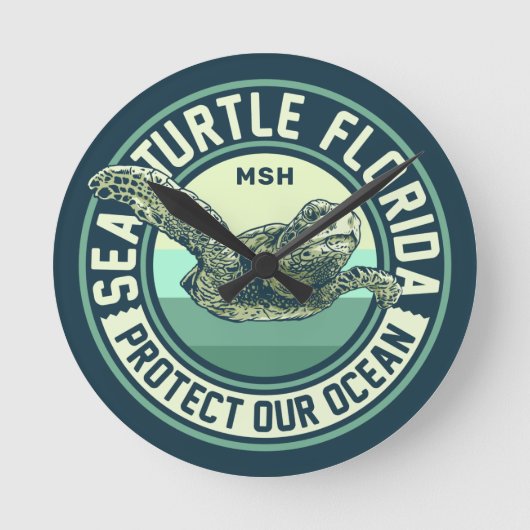Zee Turtle Protection - aangepast monogram Ronde Klok (Voorkant)