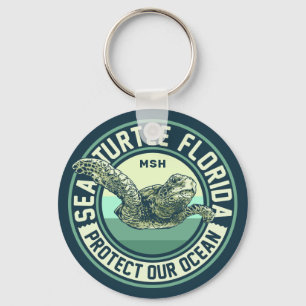 Zee Turtle Protection - aangepast monogram Sleutelhanger