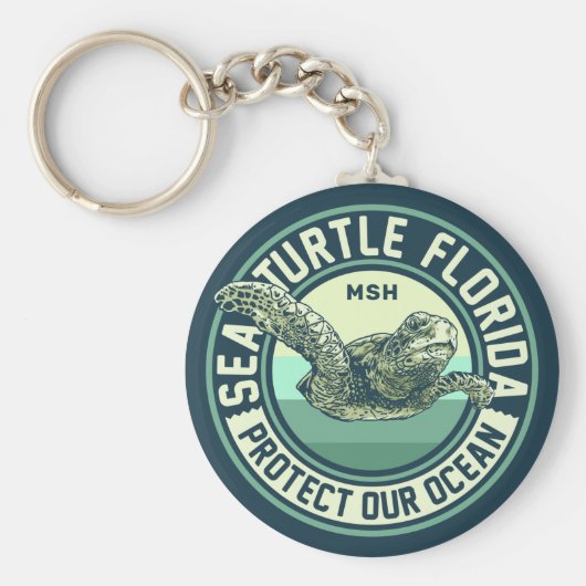 Zee Turtle Protection - aangepast monogram Sleutelhanger (Voorkant)