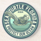 Zee Turtle Protection - aangepast monogram Zandsteen Onderzetter (Voorkant)