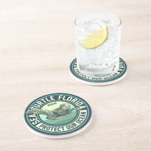Zee Turtle Protection - aangepast monogram Zandsteen Onderzetter