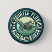Zee Turtle Protection Ronde Button 5,7 Cm (Voorkant)