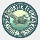 Zee Turtle Protection Ronde Sticker (Voorkant)