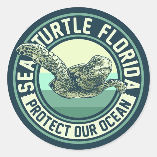 Zee Turtle Protection Ronde Sticker (Voorkant)