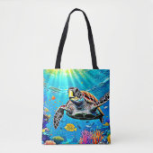 Zee Turtle Reef Life Tote Bag (Voorkant)
