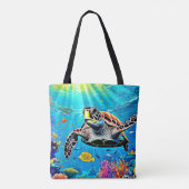 Zee Turtle Reef Life Tote Bag (Achterkant)