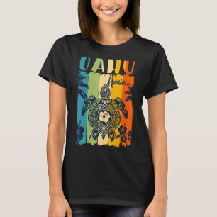 Zee Turtle Retro Oahu Hawaii Bijpassende familie V T-shirt