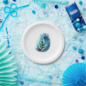 Zee Turtle rijdt op een emotiegolf. Papieren Bordje (Feest)