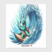 Zee Turtle rijdt op een emotiegolf. Sticker (Vel)