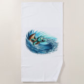 Zee Turtle rijdt op een emotiegolf. Strandlaken (Voorkant)