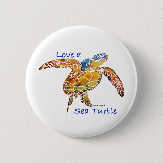 Zee Turtle Ronde Button 5,7 Cm (Voorkant)