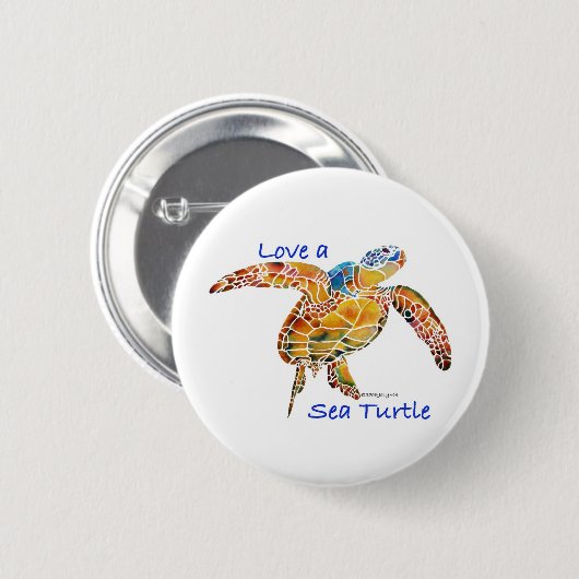 Zee Turtle Ronde Button 5,7 Cm (Voorkant /achterkant)