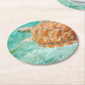 Zee Turtle Ronde Kartonnen Onderzetter (Gebogen)