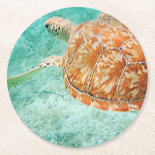 Zee Turtle Ronde Kartonnen Onderzetter