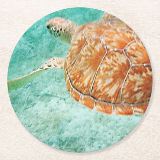 Zee Turtle Ronde Kartonnen Onderzetter (Voorkant)