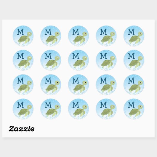Zee Turtle Ronde Sticker (Vel)
