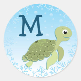 Zee Turtle Ronde Sticker
