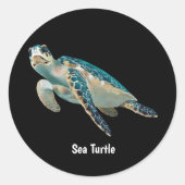 Zee Turtle Ronde Sticker (Voorkant)