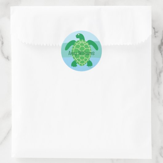 Zee Turtle Ronde Sticker (Tas)