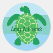 Zee Turtle Ronde Sticker (Voorkant)