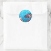 Zee Turtle Ronde Sticker (Tas)