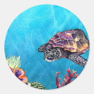 Zee Turtle Ronde Sticker