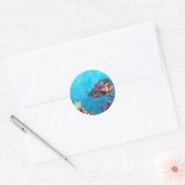 Zee Turtle Ronde Sticker (Envelop)