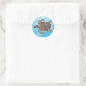Zee Turtle Ronde Sticker (Tas)